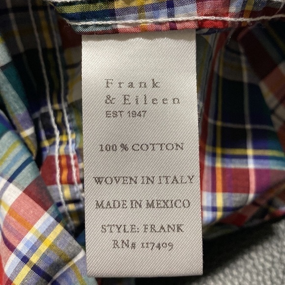 FRANK & EILEEN BARRY WOVEN BUTTON UP RED BLUE PLAID Shirt Top XS - Picture 12 of 13